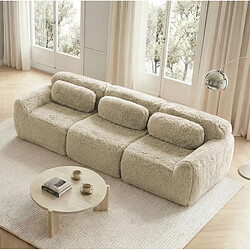 Acheter STILVORA Canapé 3 places modulable kaki clair en peluche sans montage avec coussins