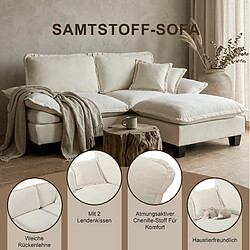Acheter STILVORA Canapé 2 places 194/82/90 cm beige en chenille avec accoudoirs amovibles