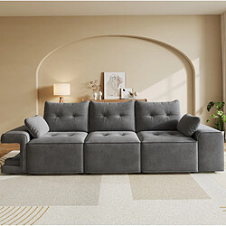 Avis STILVORA Canapé 3 places 229,5/78/84 cm gris en velours avec rangements intégrés