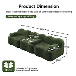 STILVORA Canapé modulaire 3 places vert en velours avec assise profonde pas cher