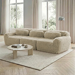 Avis STILVORA Canapé 3 places modulable kaki clair en peluche sans montage avec coussins