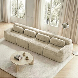 Acheter STILVORA Canapé 4 places kaki clair en tissu peluche avec coussins et base antidérapante