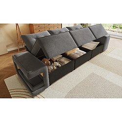 Acheter STILVORA Canapé 3 places 229,5/78/84 cm gris en velours avec rangements intégrés