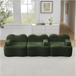 Acheter STILVORA Canapé modulaire 3 places vert en velours avec assise profonde
