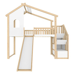 Acheter Lit Enfant Mezzanine Modenvie 90x200 cm avec rangement et toboggan blanc