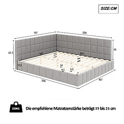 Avis Lit Banquette 160x200 cm Modenvie sommier inclus en tissu gris