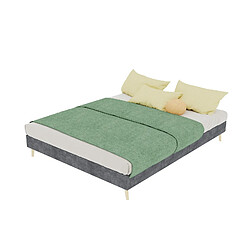 Lit Double 140x200 cm - Modenvie - structure stable sans matelas - Gris pas cher