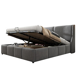 Lit Coffre 180x200 cm Modenvie - rangement hydraulique - Velours - Gris pas cher