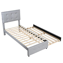 Lit Enfant 90x200 cm - Modenvie - lit extensible avec tete de lit reglable - Gris pas cher