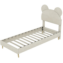Acheter Lit Enfant 140x200 cm - Modenvie - rangement relevable - Beige
