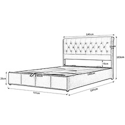 Avis Lit Coffre 140x190 cm - Modenvie - rangement sans matelas - tissu gris