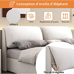 Lit Coffre Modenvie 140x190 cm avec 3 tiroirs et tête de lit réglable Beige pas cher