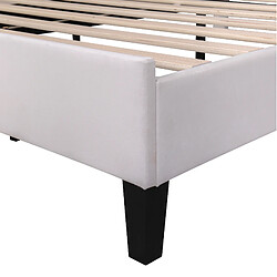 Lit Double Modenvie 140x200 cm - velours beige avec sommier pas cher
