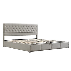 Acheter Lit Coffre 140x190 cm - Modenvie - rangement sans matelas - tissu gris