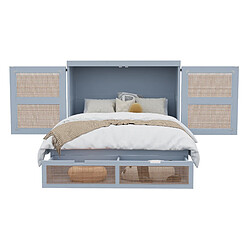 Lit Escamotable Modenvie 140x200 cm Gris, rangement et gain de place pas cher