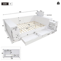 Avis Lit Enfant 140x200 cm - Modenvie - rangement avec sommier - MDF - Blanc