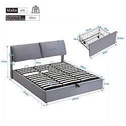 Avis Lit Coffre 160x200 cm - Modenvie - 3 tiroirs et tête de lit - Gris