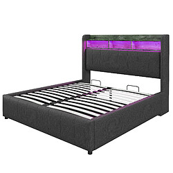 Acheter Lit Coffre 160x200 cm Modenvie rangement hydraulique LED USB Gris
