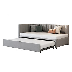 Canapé-Lit Gigogne Modenvie 90x200 cm - gain de place - Velours Gris pas cher