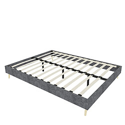 Acheter Lit Double Modenvie 160x200 cm avec sommier à lattes et tête de lit - Gris