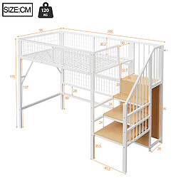 Avis Lit Mezzanine 90x200 cm Modenvie avec rangement et LED Blanc