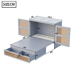 Avis Lit Escamotable Modenvie 140x200 cm Gris, rangement et gain de place