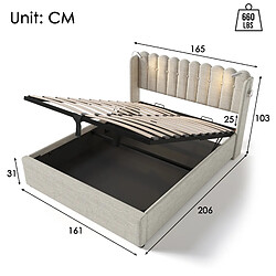 Avis Lit Coffre 160x200 cm Modenvie rangement USB liseuse lin naturel