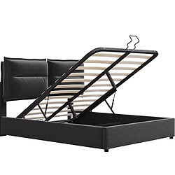 Acheter Lit Coffre 140x200 cm - Modenvie - rangement et tête de lit réglable - Noir