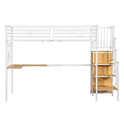 Acheter Lit Mezzanine Enfant 90x200 cm - Modenvie - armoire et bureau - Blanc naturel