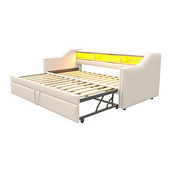 Acheter Canapé-lit gigogne 90/180x190 cm Modenvie avec rangement USB LED beige