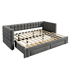 Acheter Lit Banquette Gigogne 90x200 cm Modenvie avec 2 tiroirs et couchage extensible Gris