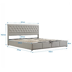 Avis Lit Coffre 160x200 cm Modenvie rangement hydraulique - Lin - Gris