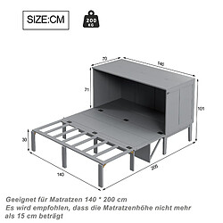 Avis Lit Escamotable Vertical Modenvie 140x200 cm, rangement, gris
