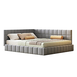 Lit Banquette 160x200 cm Modenvie sommier inclus en tissu gris pas cher