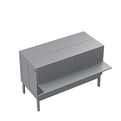 Lit Escamotable Vertical Modenvie 140x200 cm, rangement, gris pas cher