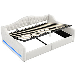 Acheter Lit Banquette 140x200 cm Modenvie avec rangement et LED - Beige