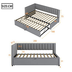 Avis Canapé-Lit Gigogne Modenvie 90x200 cm - gain de place - Velours Gris