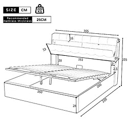Avis Lit Coffre 160x200 cm Modenvie avec rangement hydraulique et tête de lit Noir