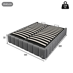 Avis Lit Coffre Modenvie 140x200 cm rangement hydraulique en lin gris