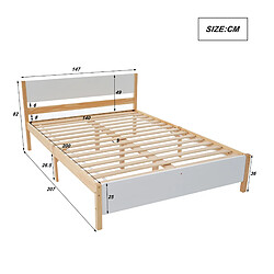 Avis Lit Double Modenvie 140x200 cm avec sommier 15 lattes, blanc et naturel