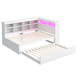 Acheter Lit banquette gigogne 90x200 cm Modenvie avec rangement USB LED blanc