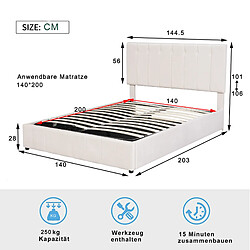Avis Lit Coffre 140x200 cm Modenvie rangement hydraulique Creme blanc