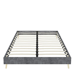 Acheter Lit Double Modenvie 140x200 cm avec tête de lit géométrique en tissu gris