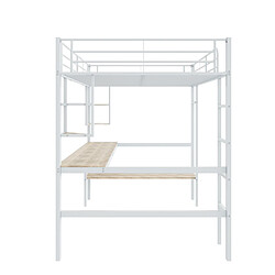 Acheter Lit Mezzanine 90x200 cm Modenvie avec bureau et étagères en métal blanc