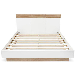 Acheter Lit Double Modenvie 140x200 cm - sommier inclus - effet flottant - Blanc et Chene