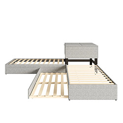 Acheter Lit d angle 90x200 cm Modenvie avec lit gigogne et rangement gris