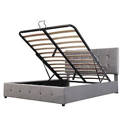 Acheter Lit Coffre 140x200 cm Modenvie rangement hydraulique velours gris