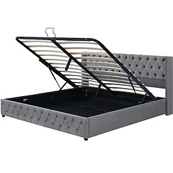 Acheter Lit Coffre Double 140x200 cm - Modenvie - rangement hydraulique, velours gris