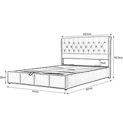 Avis Lit Coffre 140x200 cm - Modenvie - rangement sans matelas - Lin coton - Gris