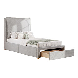 Lit Enfant 90x200 cm - Modenvie - rangement avec sommier inclus - Chenille Gris pas cher